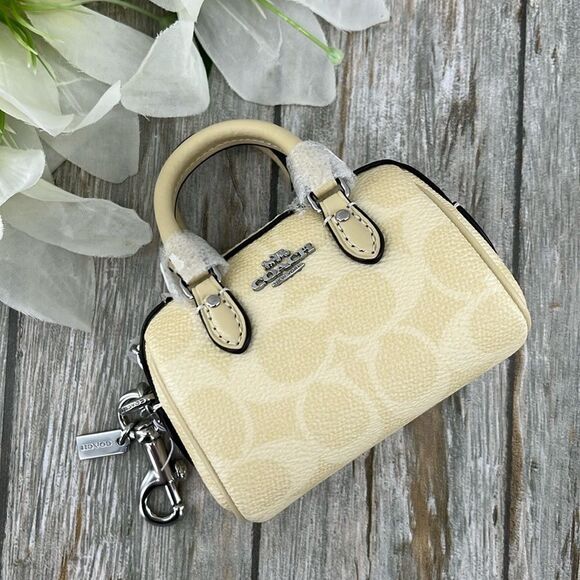Coach Rowan Satchel Bag & Mini Charm Set In Signature Canvas Crossbody Purse - Picture 11 of 16